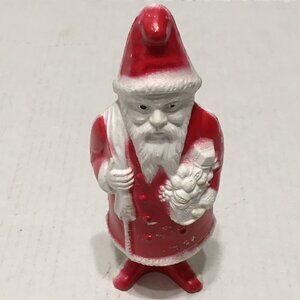 Vintage father Christmas Santa celluloid plastic blow mold holiday decoration